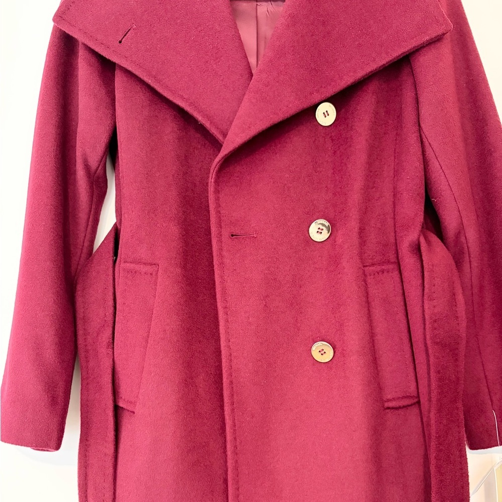 Michael Kors Asymmetrical Belted Wool Coat Ruby Red, SP - Picture 4 of 8